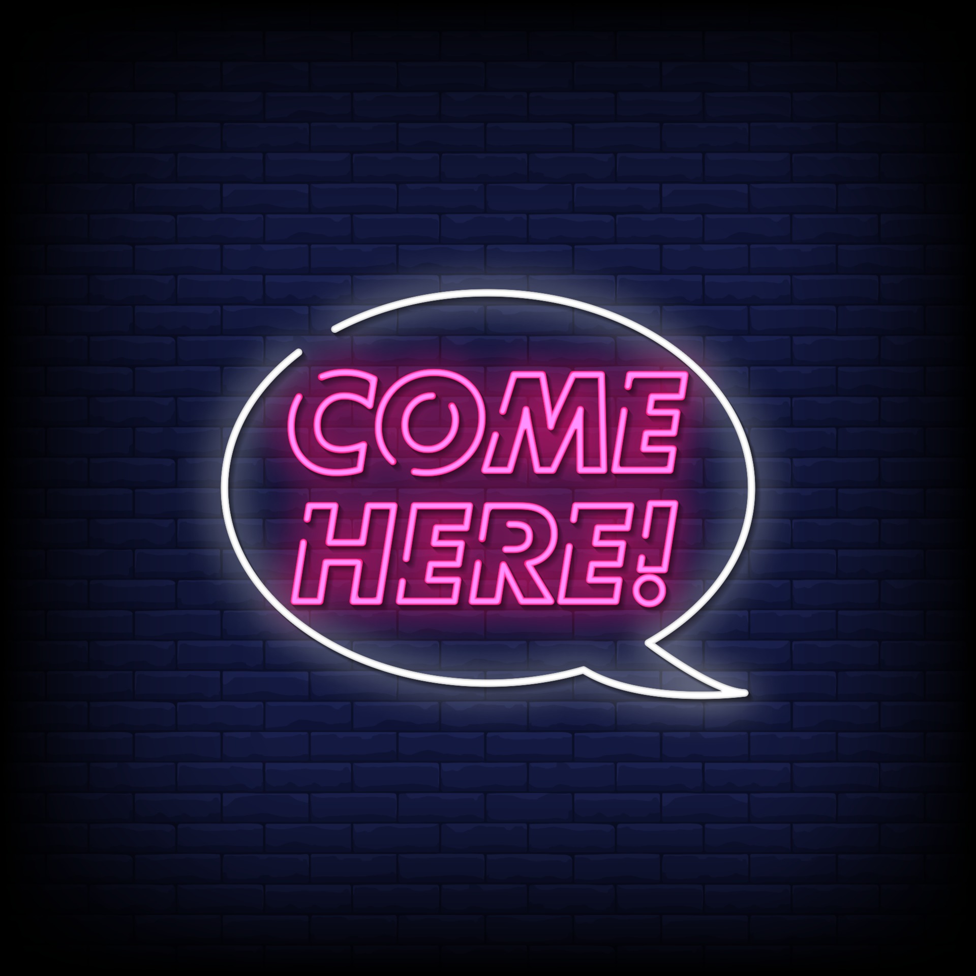Come Here Neon Signs Style Text Vector 2262781 Vector Art at Vecteezy