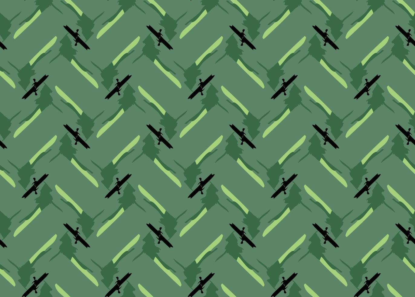 Vector texture background, seamless pattern. Hand drawn, green, black colors.