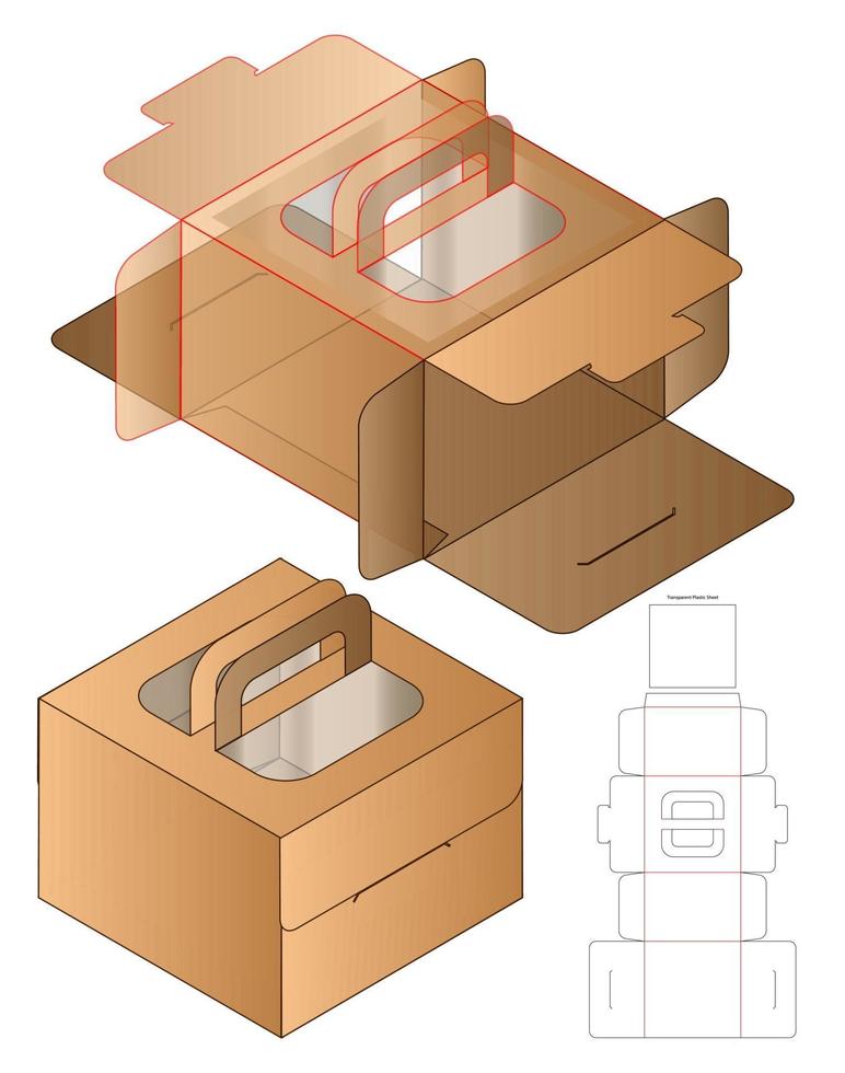 Diseño de plantilla troquelada de embalaje webbox. Maqueta 3d vector