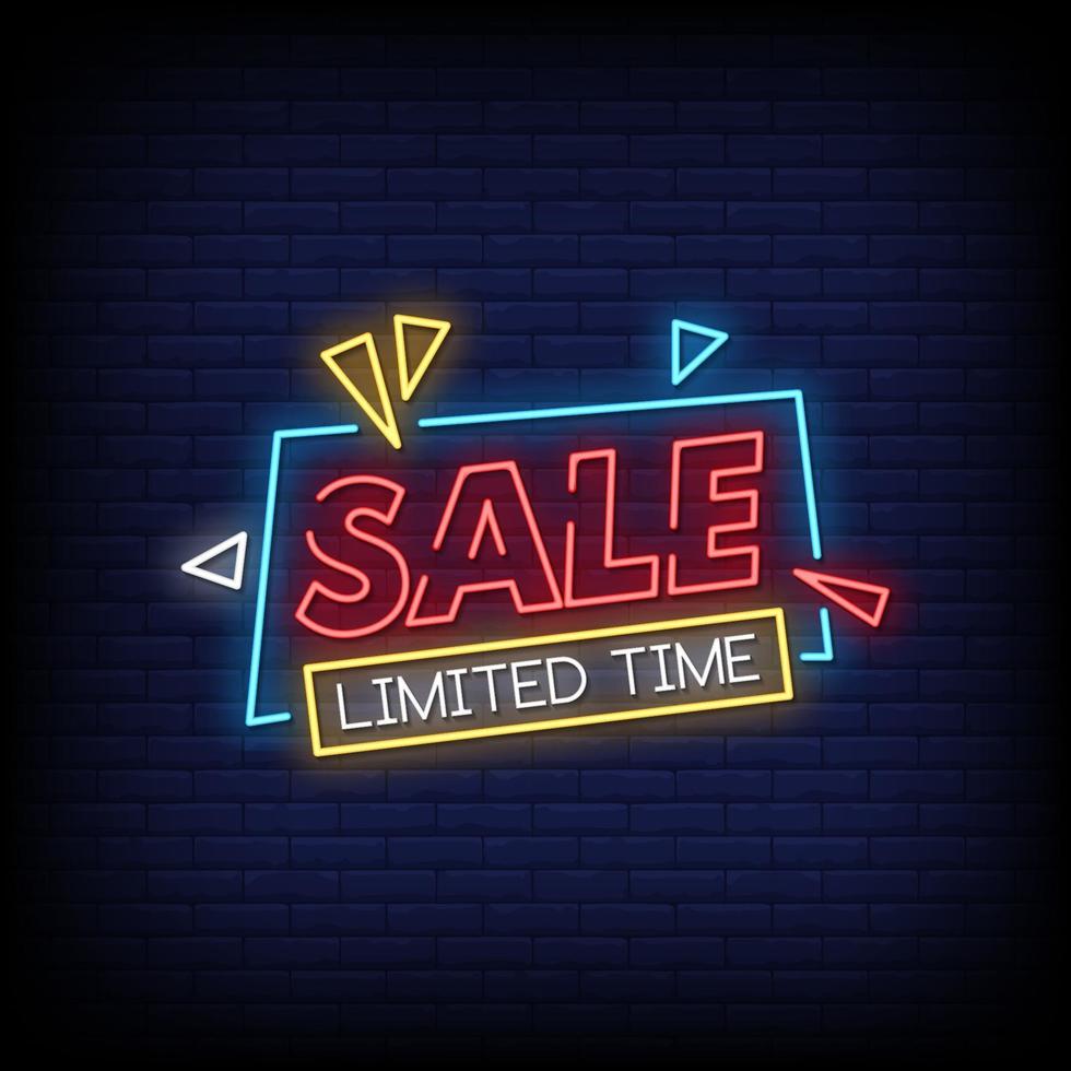 Sale Limited Time Neon Signs Style Text Vector