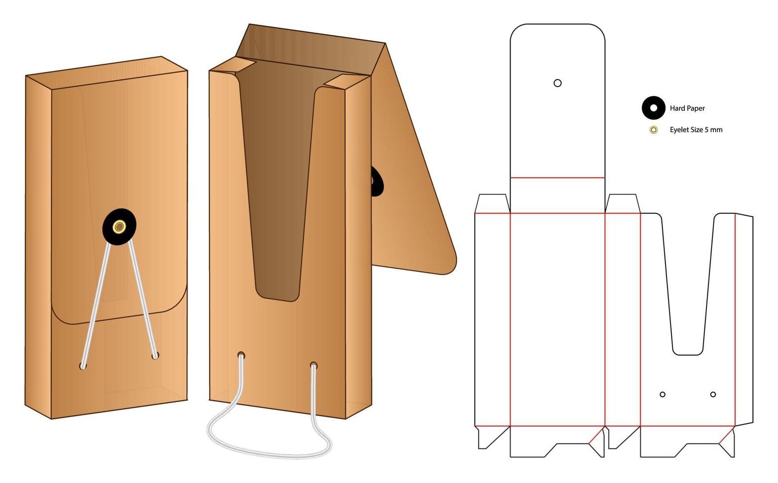 diseño de plantilla troquelada de embalaje de caja. Maqueta 3d vector