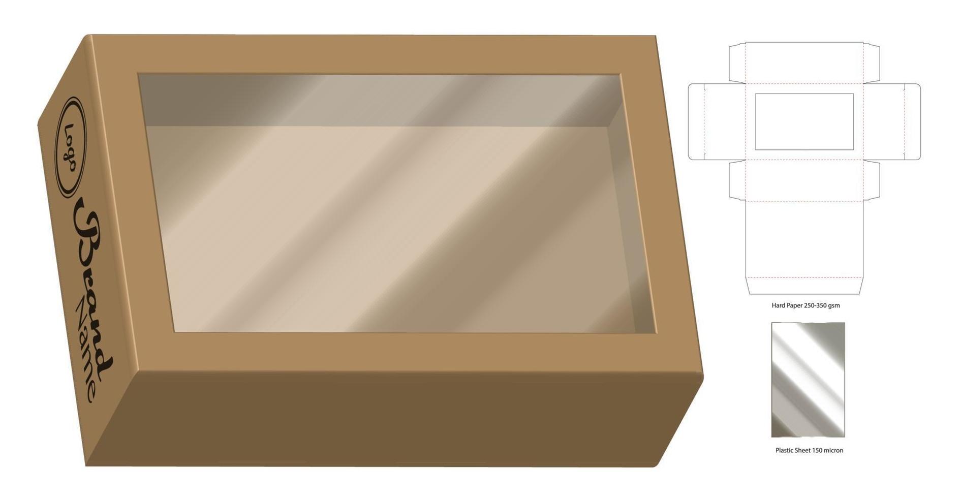 Box packaging die cut template design. 3d mock-up vector