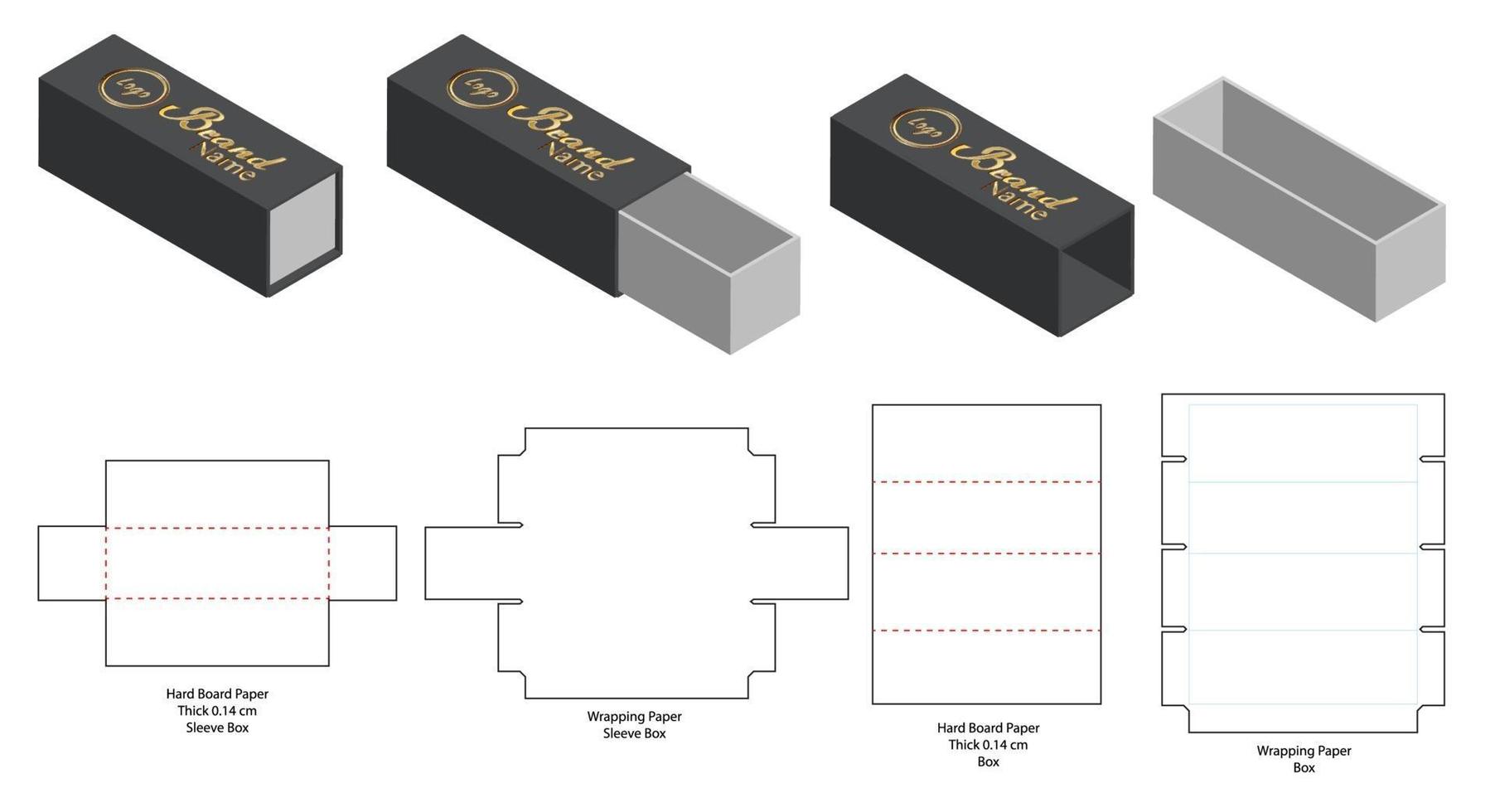 diseño de plantilla troquelada de embalaje de caja. Maqueta 3d vector