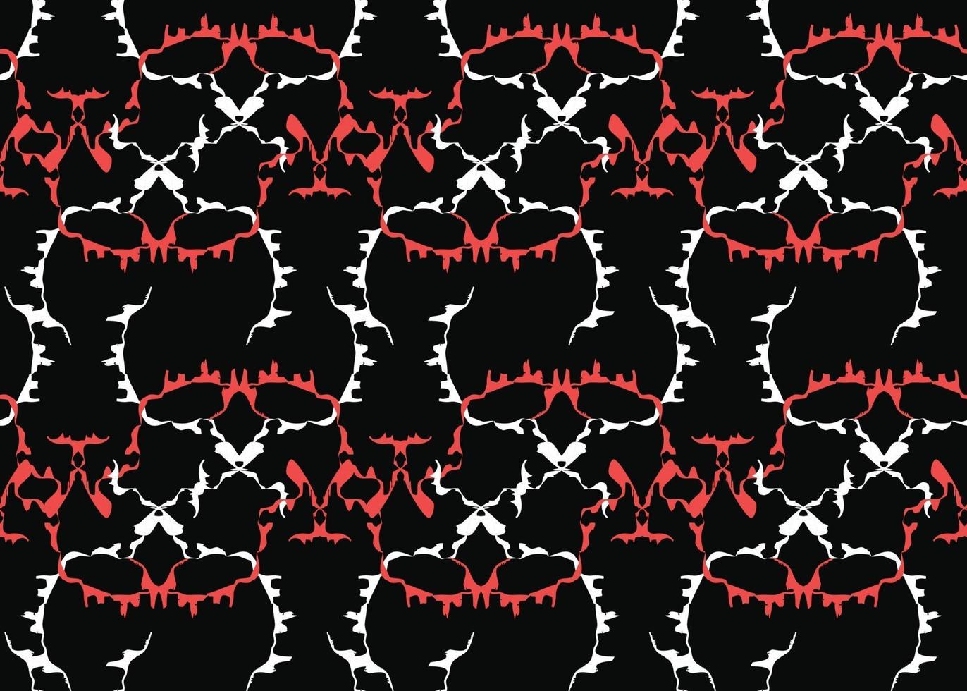 Vector texture background, seamless pattern. Hand drawn, black, red, white colors.