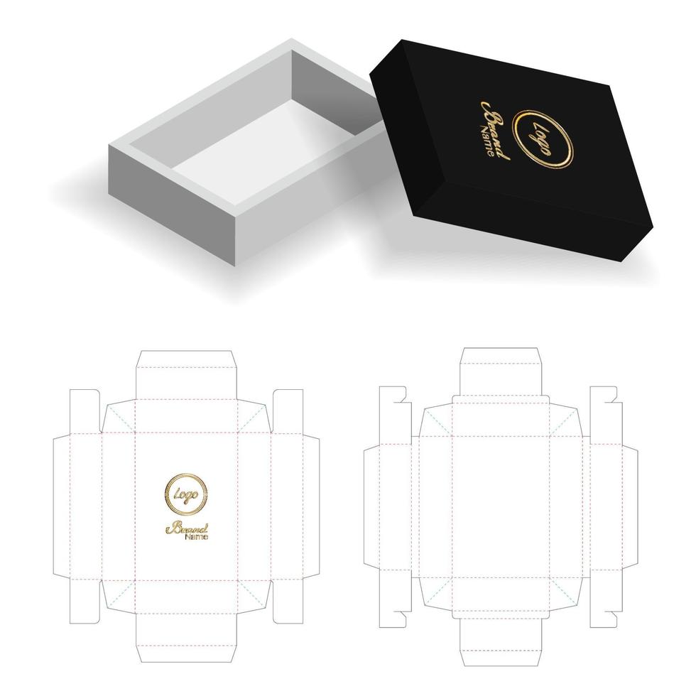 Box packaging die cut template design. 3d mock-up vector