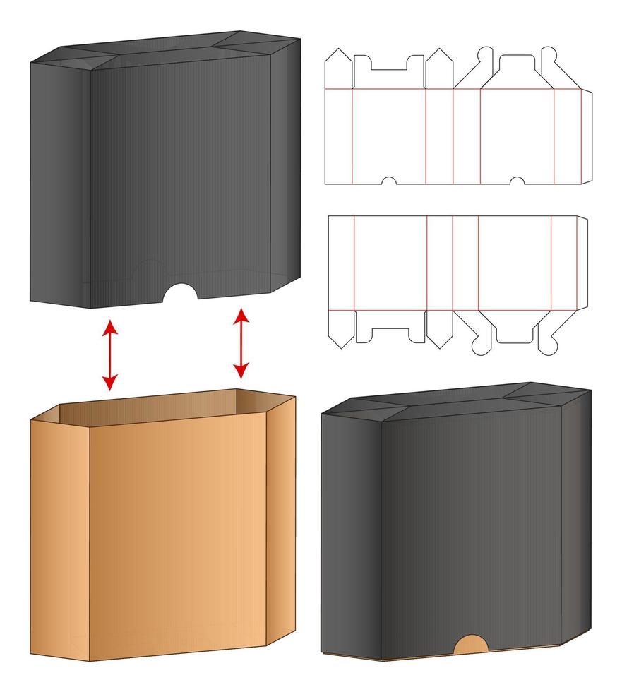 Box packaging die cut template design. 3d mock-up vector