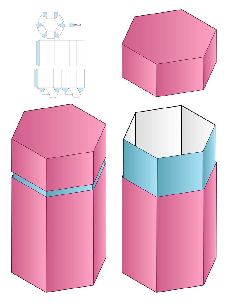 Box packaging die cut template design. 3d mock-up vector