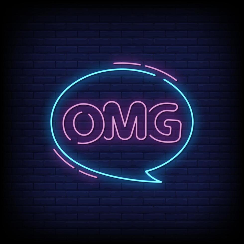 OMG Neon Signs Style Text Vector