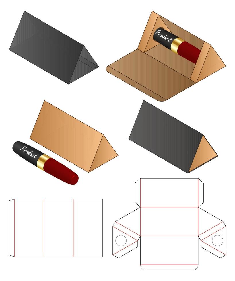 diseño de plantilla troquelada de embalaje de caja. Maqueta 3d vector