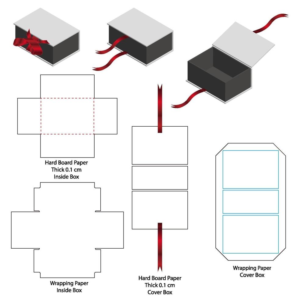 diseño de plantilla troquelada de embalaje de caja. Maqueta 3d vector