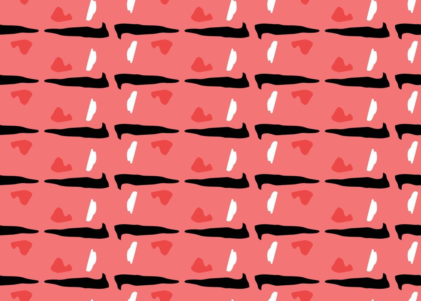 Vector texture background, seamless pattern. Hand drawn, red, black, white colors.