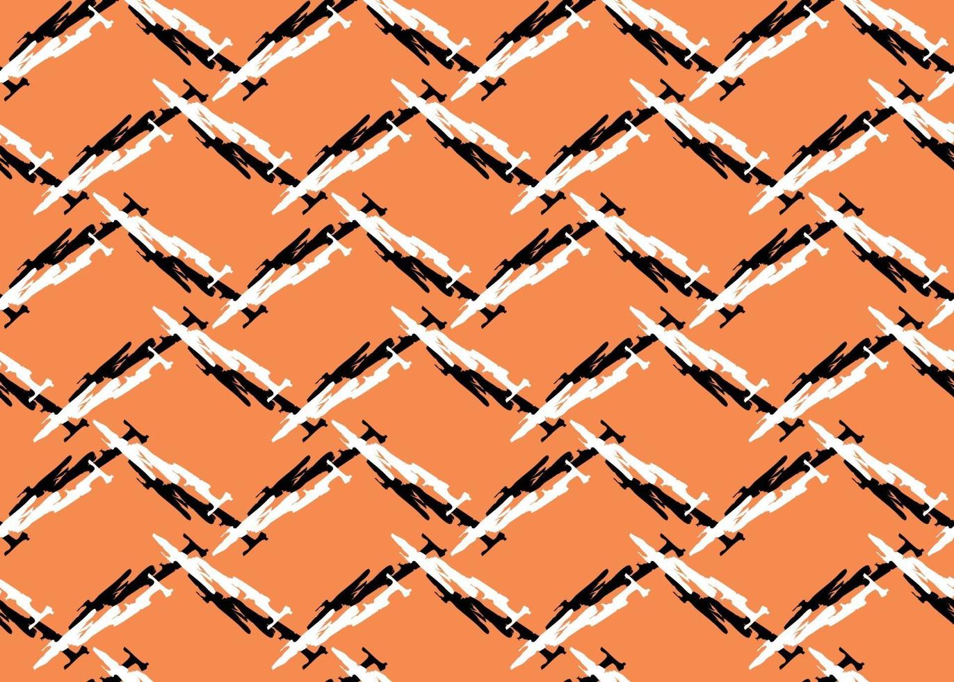 Vector texture background, seamless pattern. Hand drawn, black, orange, white colors.