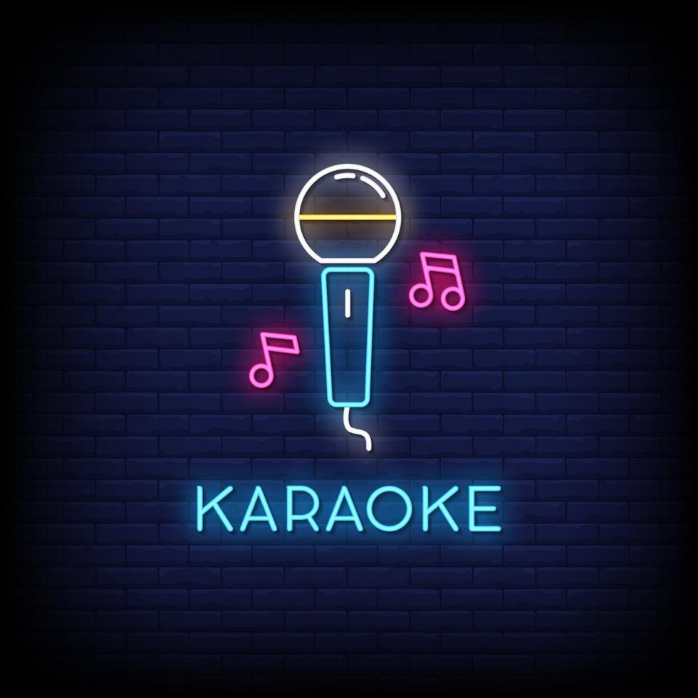 vector de texto de estilo de letreros de neón de karaoke