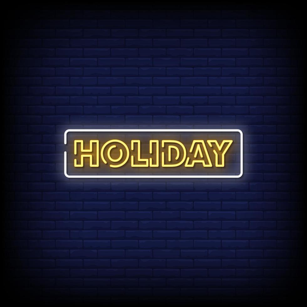 Holiday Neon Signs Style Text Vector