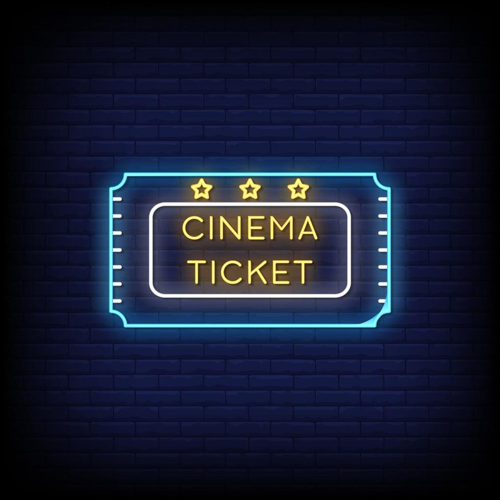 vector de texto de estilo de letreros de neón de entrada de cine