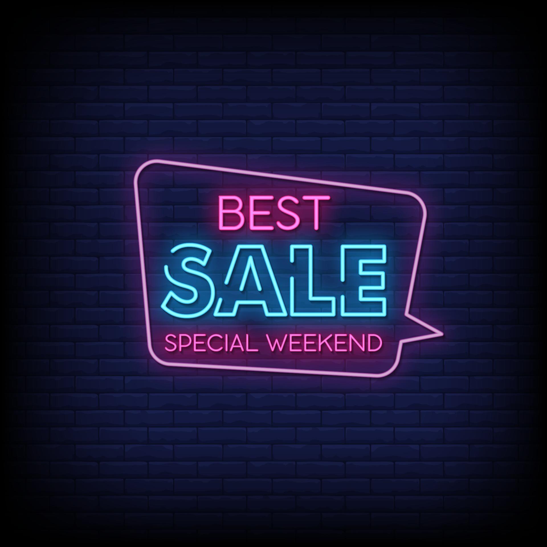 Best Sale Special Weekend Neon Signs Style Text Vector 2263668 Vector