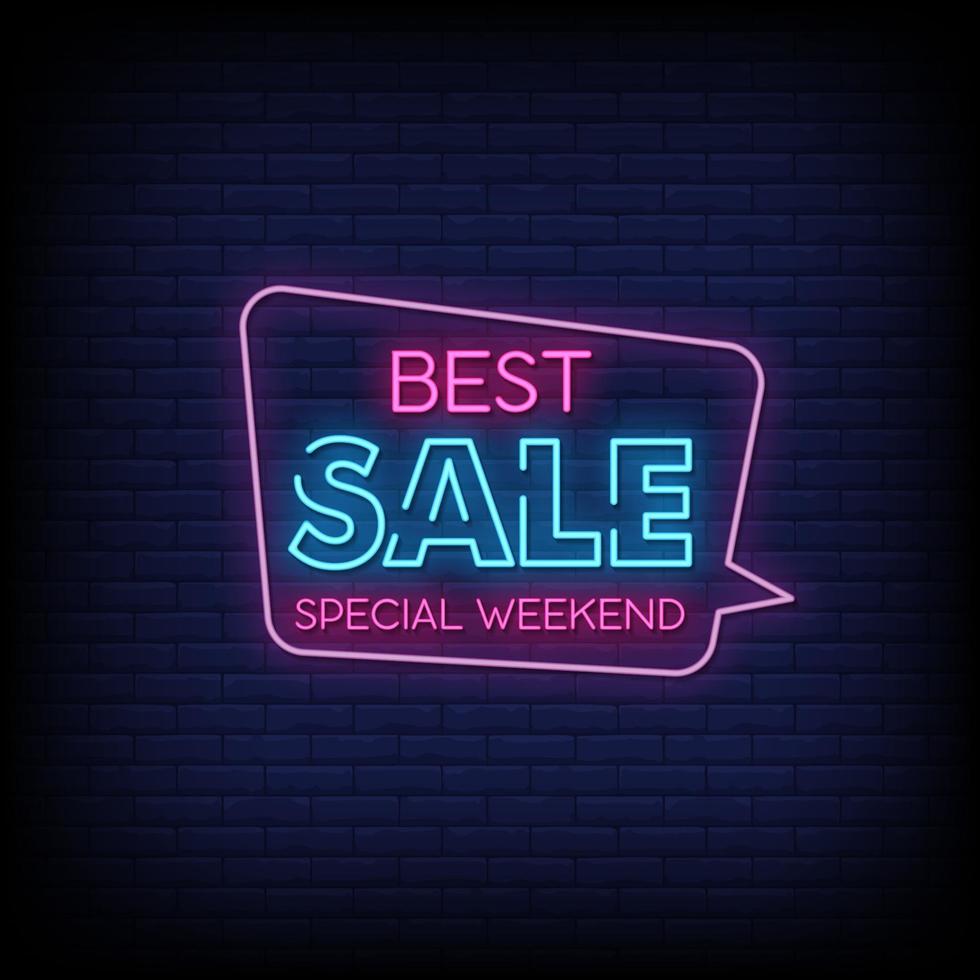 Best Sale Special Weekend Neon Signs Style Text Vector