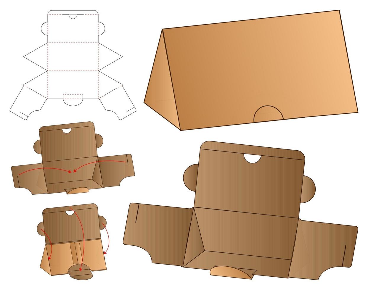 diseño de plantilla troquelada de embalaje de caja. Maqueta 3d vector