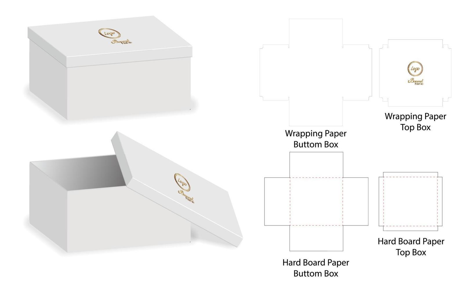 Box packaging die cut template design. 3d mock-up vector