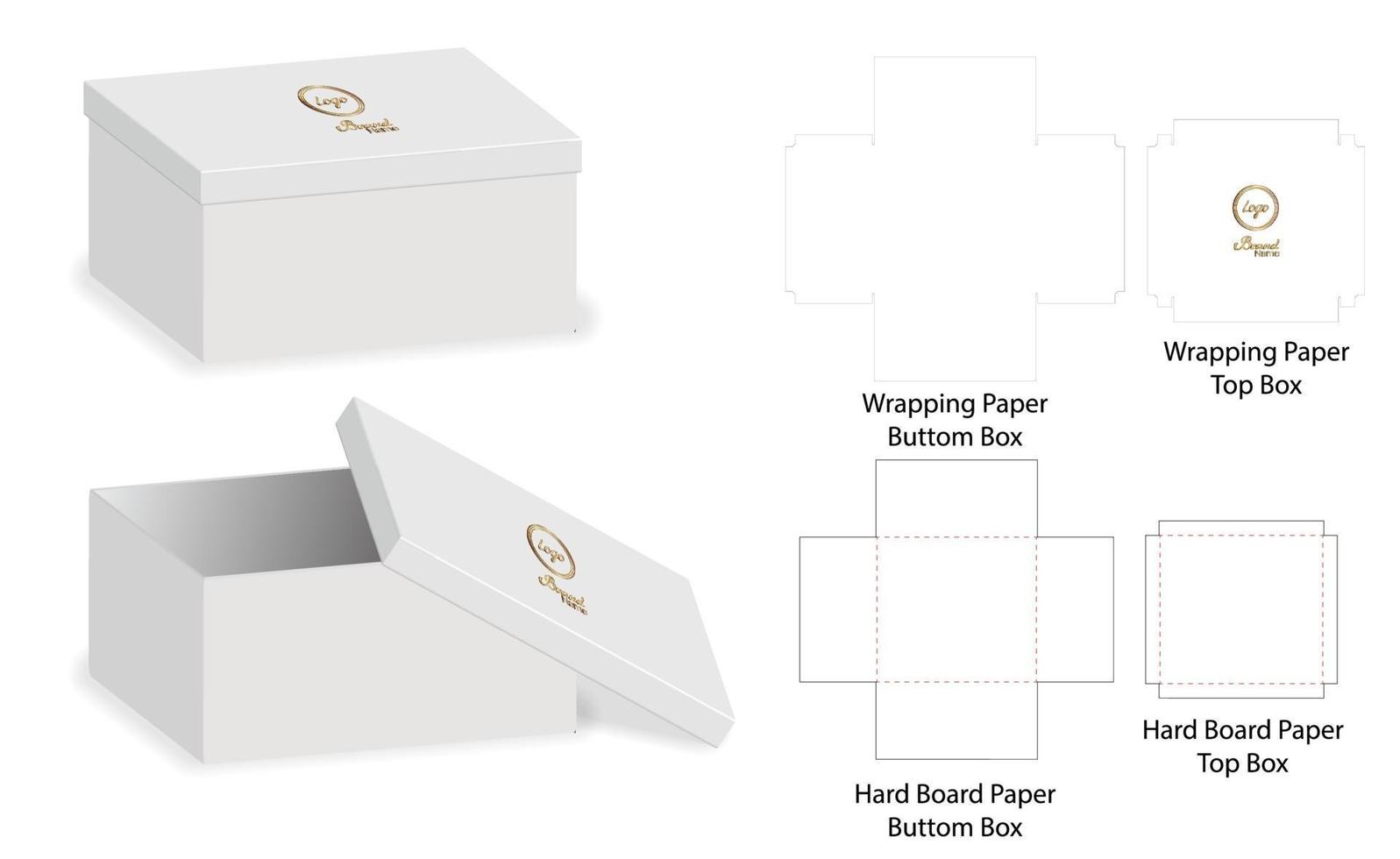 diseño de plantilla troquelada de embalaje de caja. Maqueta 3d vector