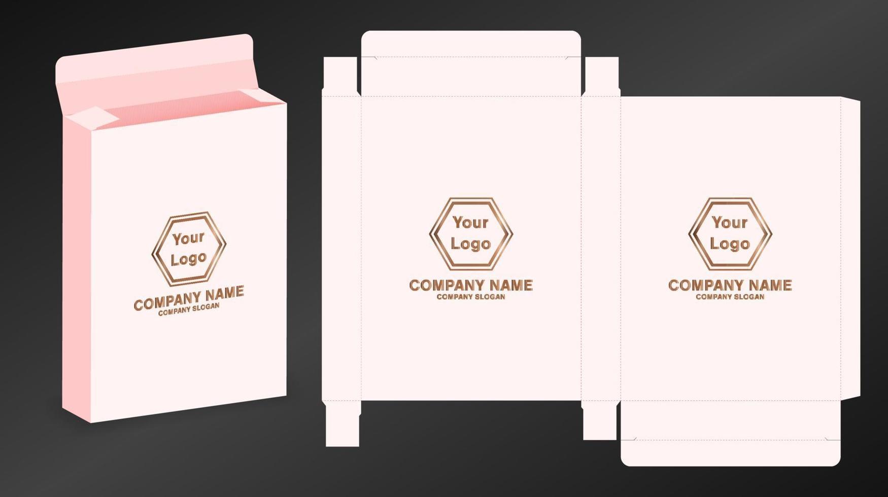 Box packaging die cut template design. 3d mock-up vector