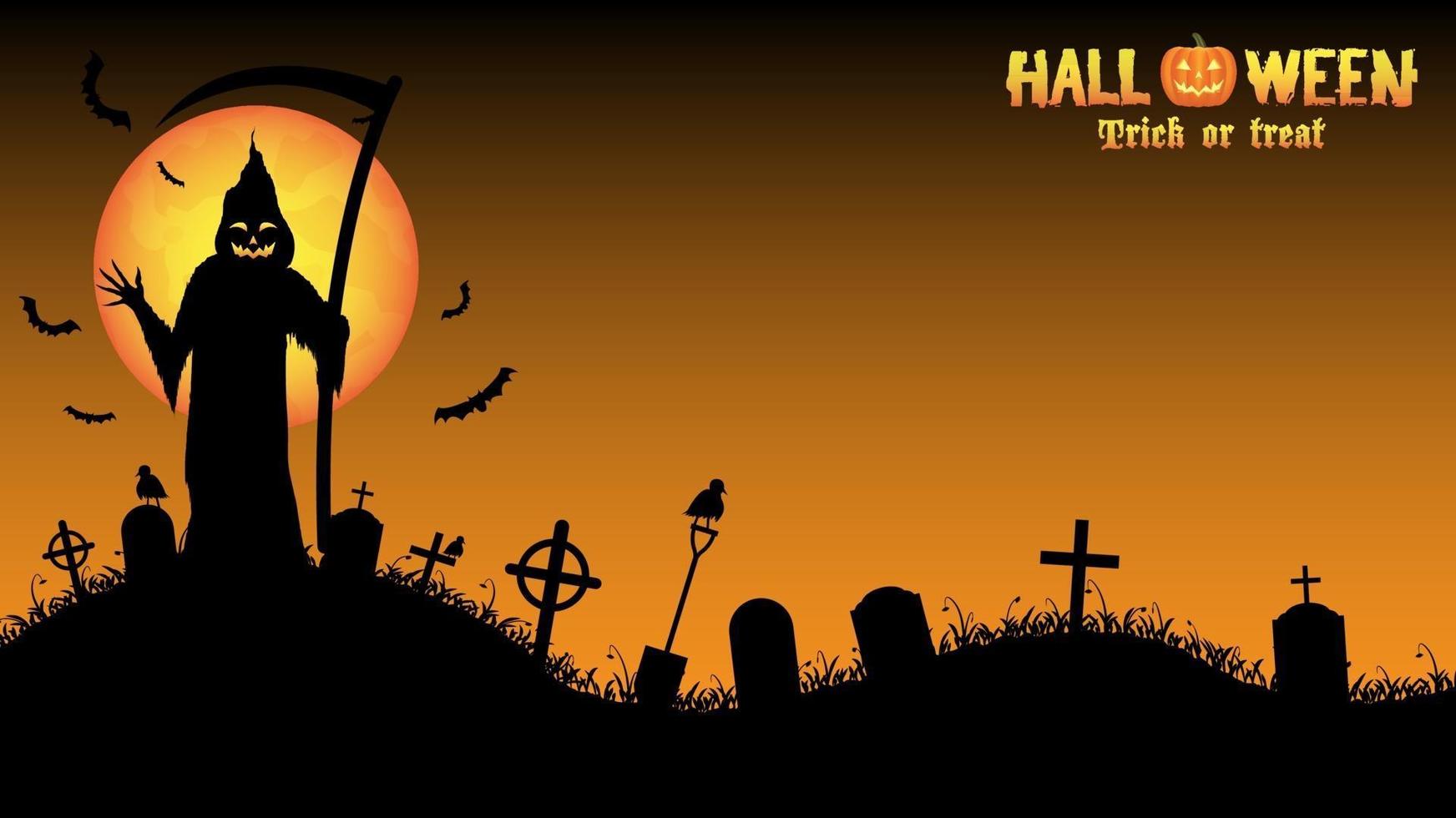 grim reaper with halloween background vector