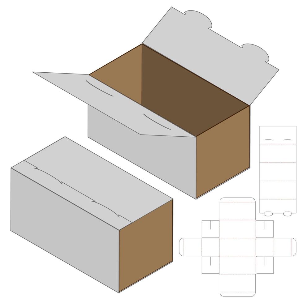 diseño de plantilla troquelada de embalaje de caja. Maqueta 3d vector