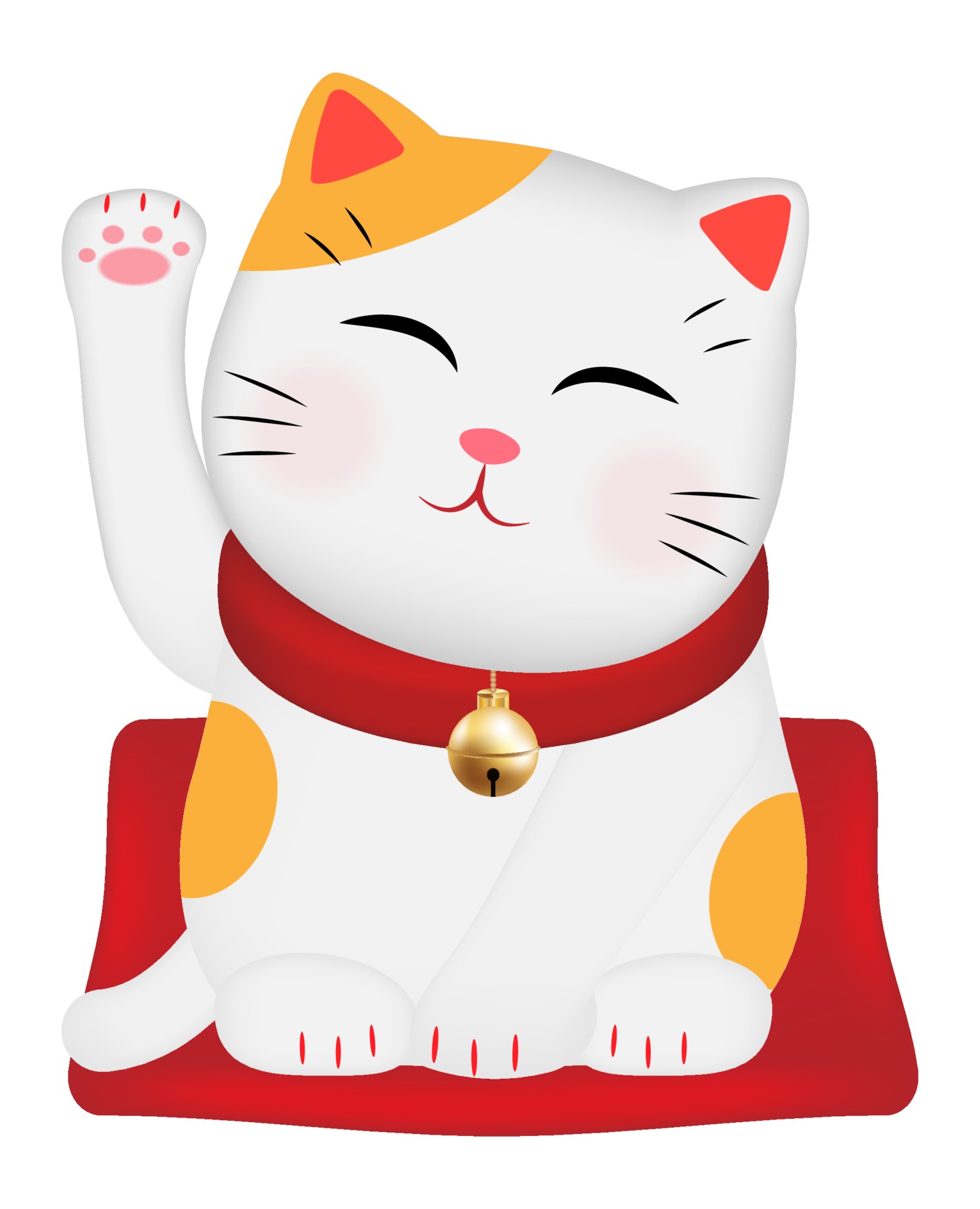 Set of different Japanese lucky cat maneki neko vector illustration.  Isolated on background. Cartoon flat vector illustration Stock Vector