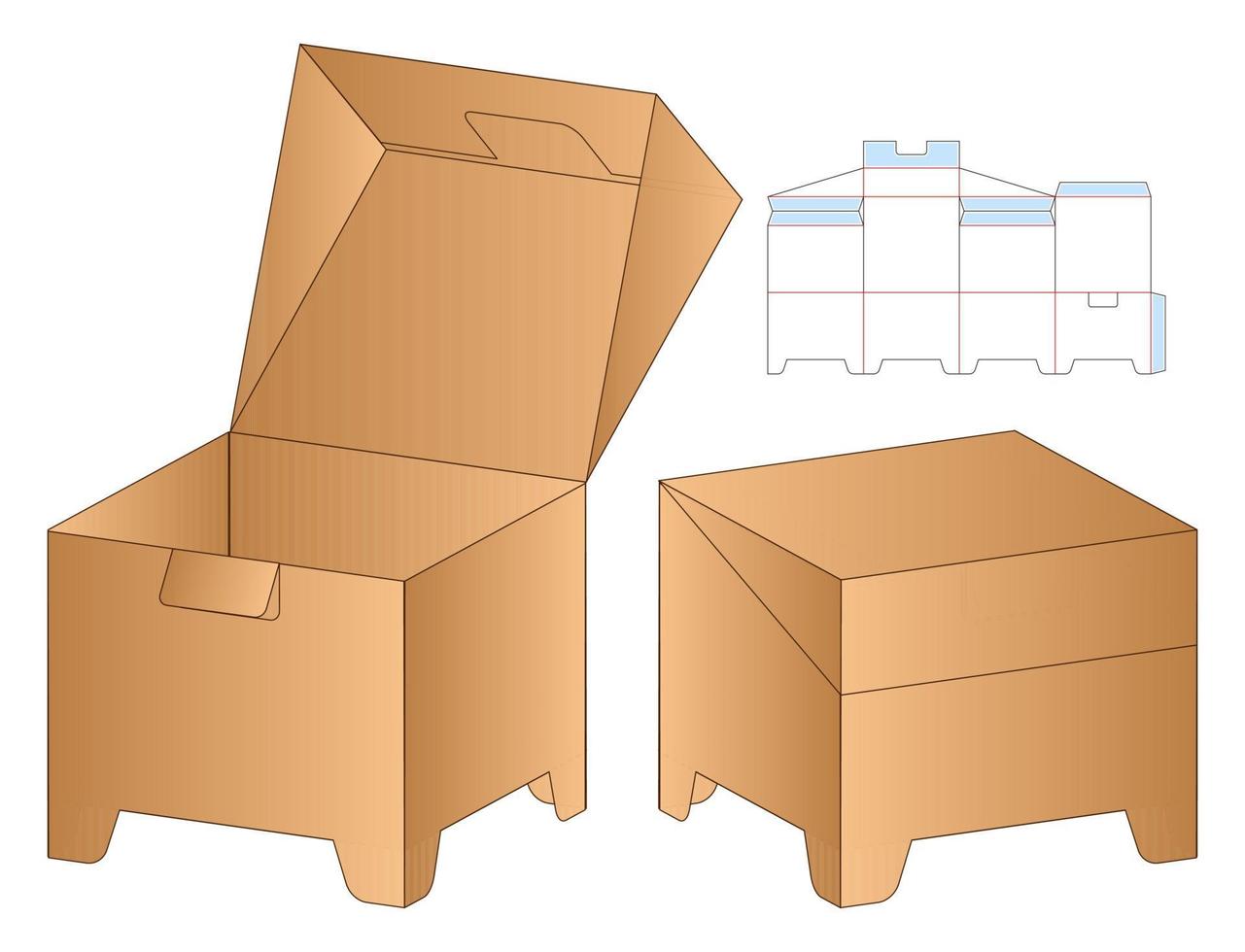 Diseño de plantilla troquelada de embalaje webbox. Maqueta 3d vector