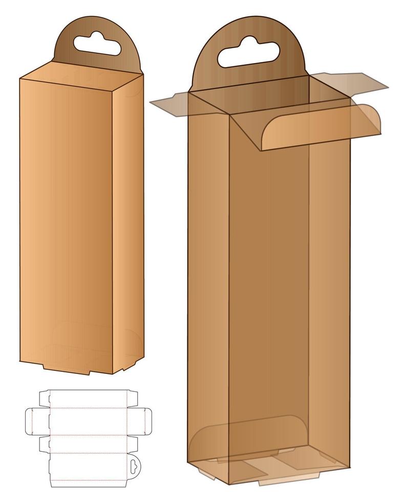 diseño de plantilla troquelada de embalaje de caja. Maqueta 3d vector