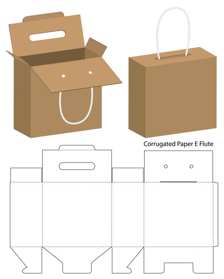 diseño de plantilla troquelada de embalaje de caja. Maqueta 3d vector