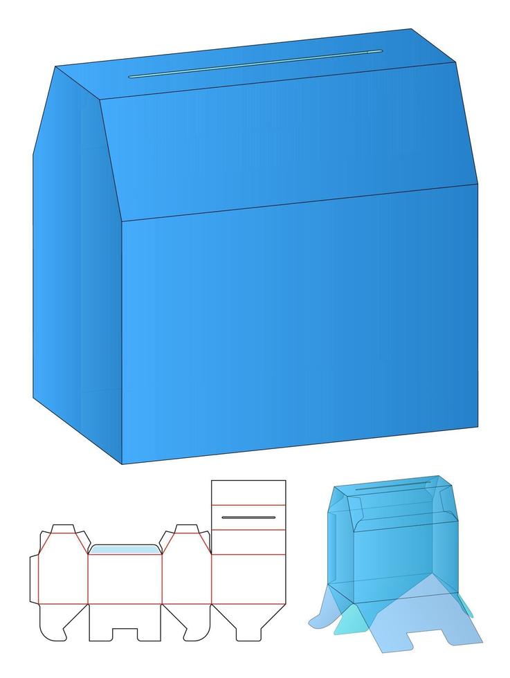 diseño de plantilla troquelada de embalaje de caja. Maqueta 3d vector