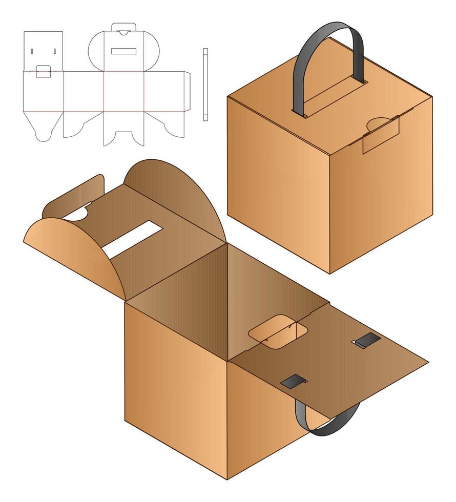 diseño de plantilla troquelada de embalaje de caja. Maqueta 3d vector