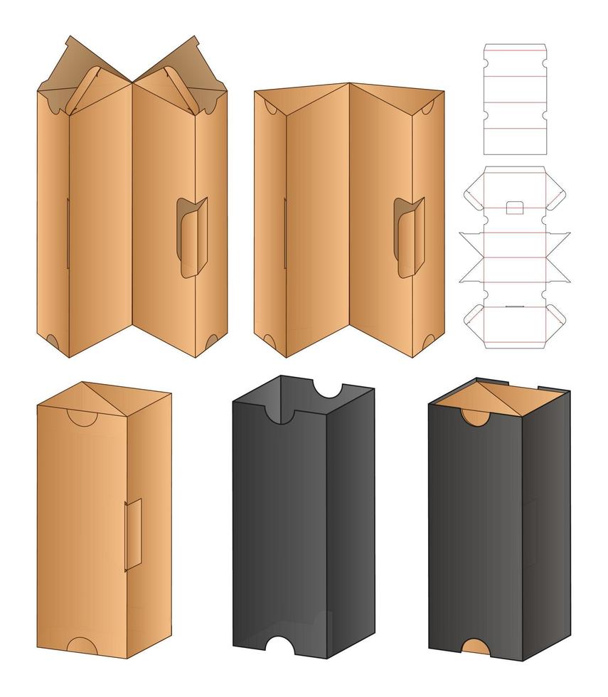 Box packaging die cut template design. 3d mock-up vector