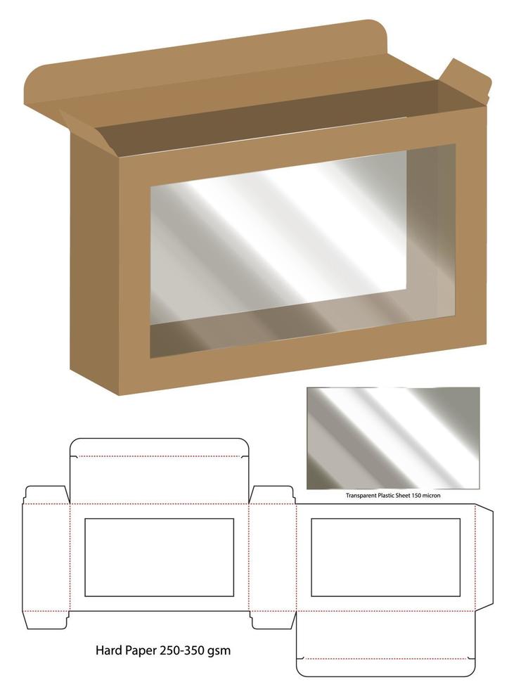 Box packaging die cut template design. 3d mock-up vector