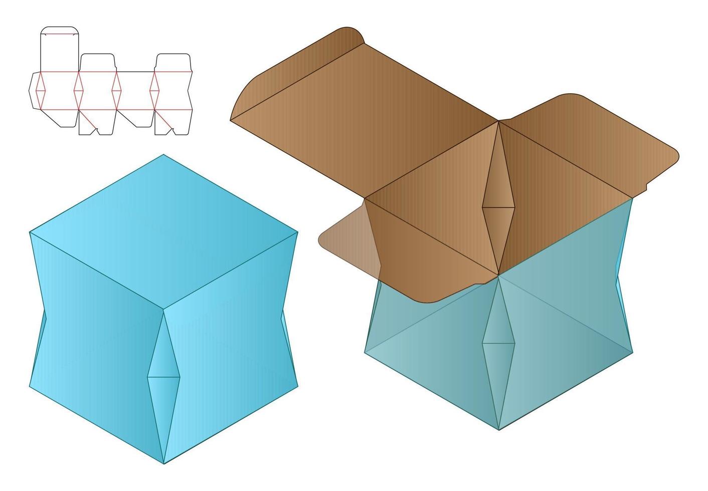 diseño de plantilla troquelada de embalaje de caja. Maqueta 3d vector