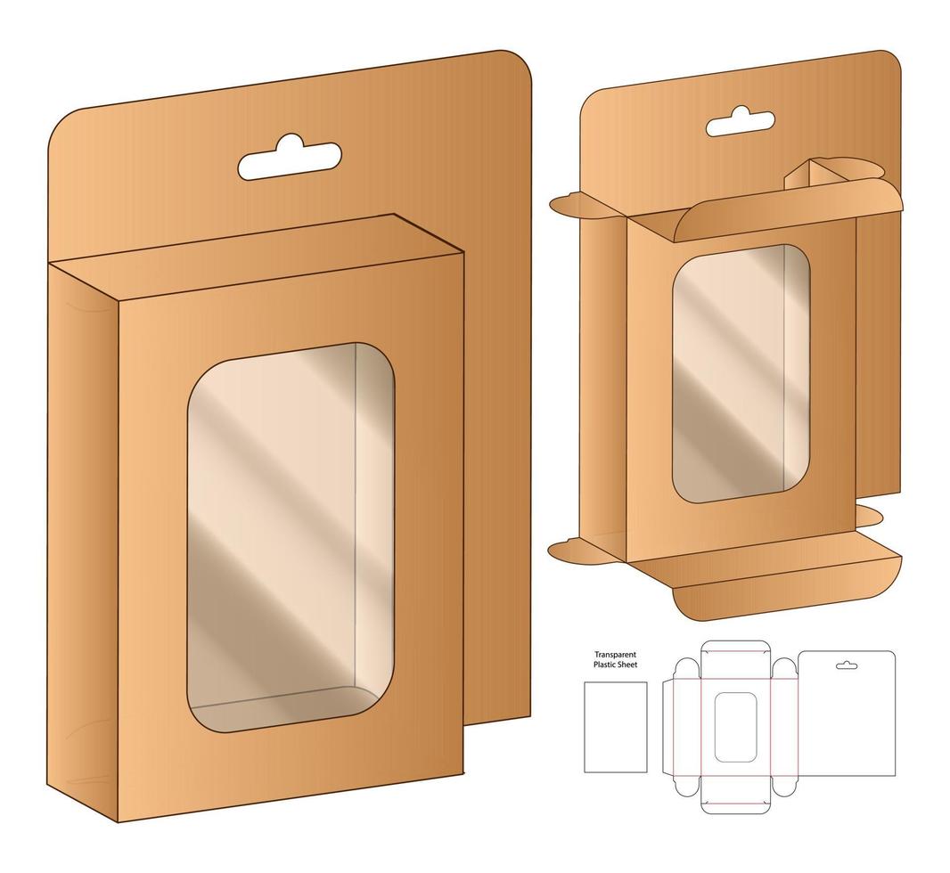 diseño de plantilla troquelada de embalaje de caja. Maqueta 3d vector