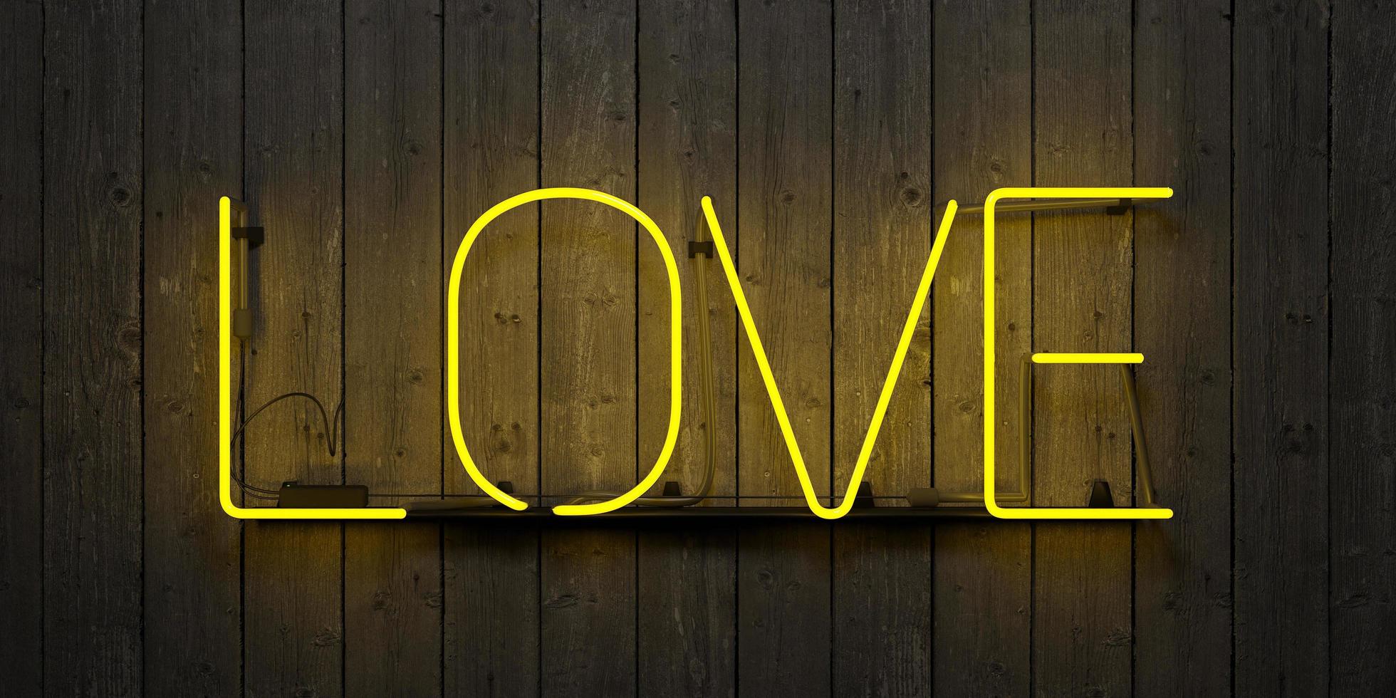 Neon sign with the word LOVE, 3d render photo
