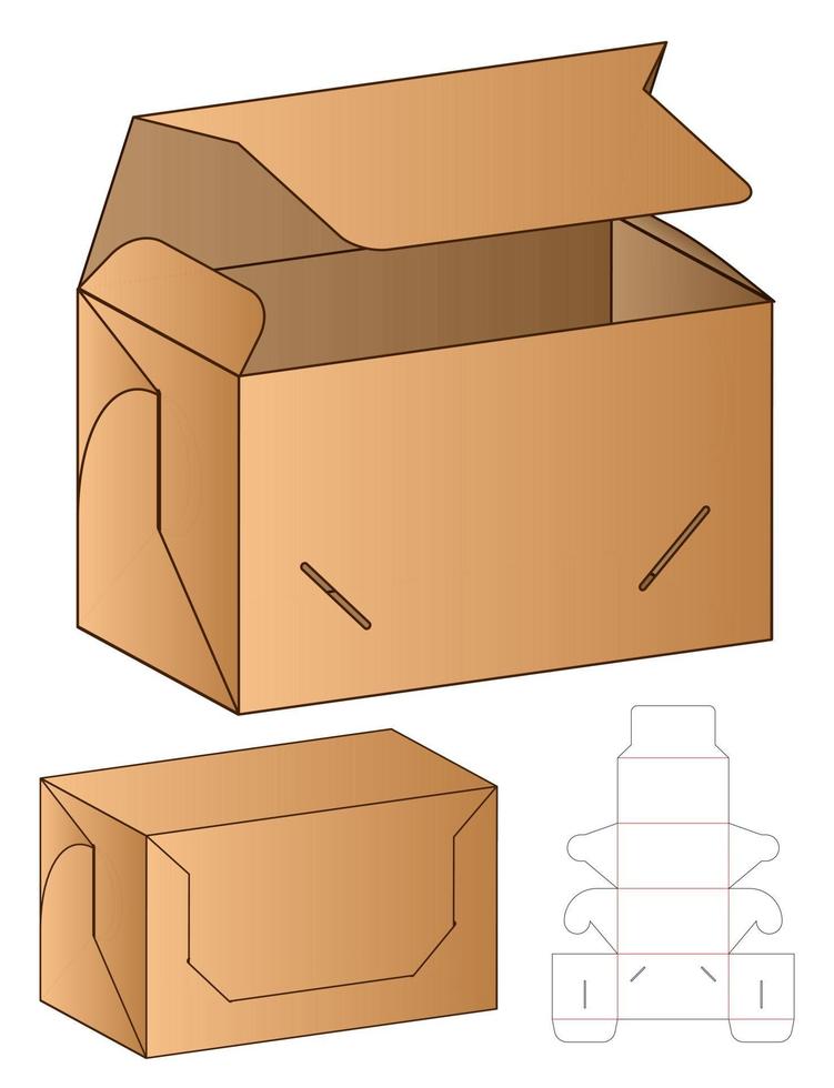 diseño de plantilla troquelada de embalaje de caja. Maqueta 3d vector