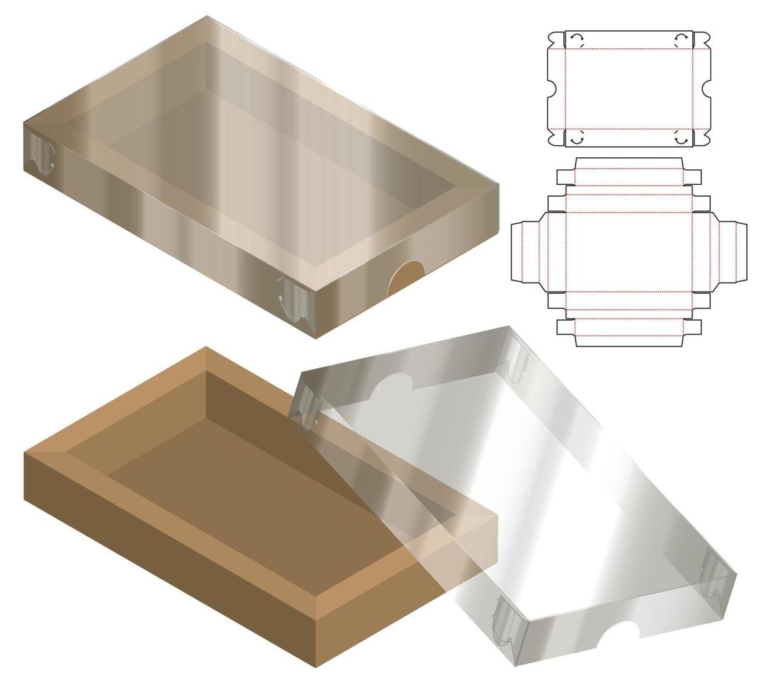 diseño de plantilla troquelada de embalaje de caja. Maqueta 3d vector