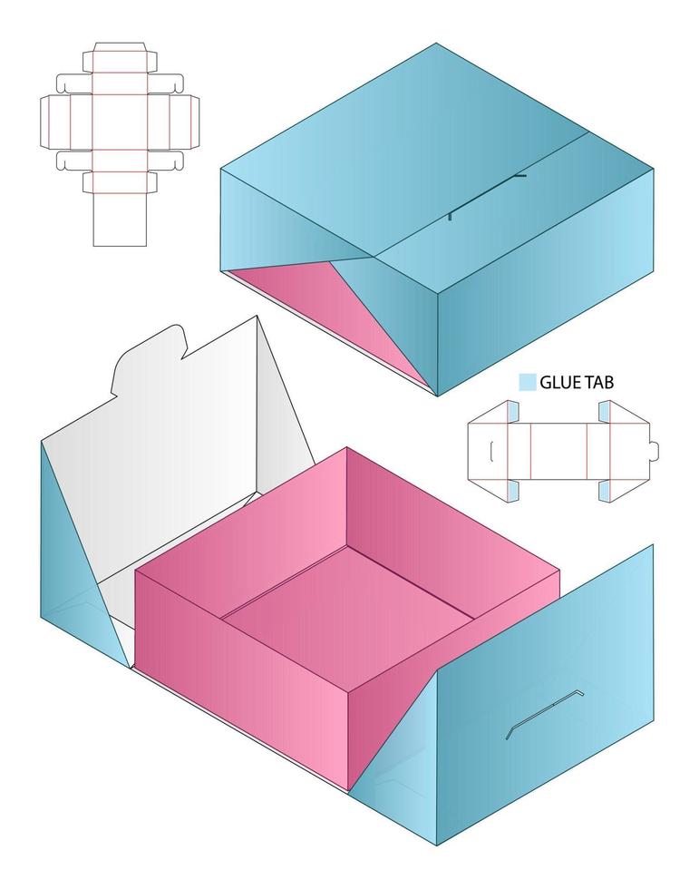 Box packaging die cut template design. 3d mock-up vector