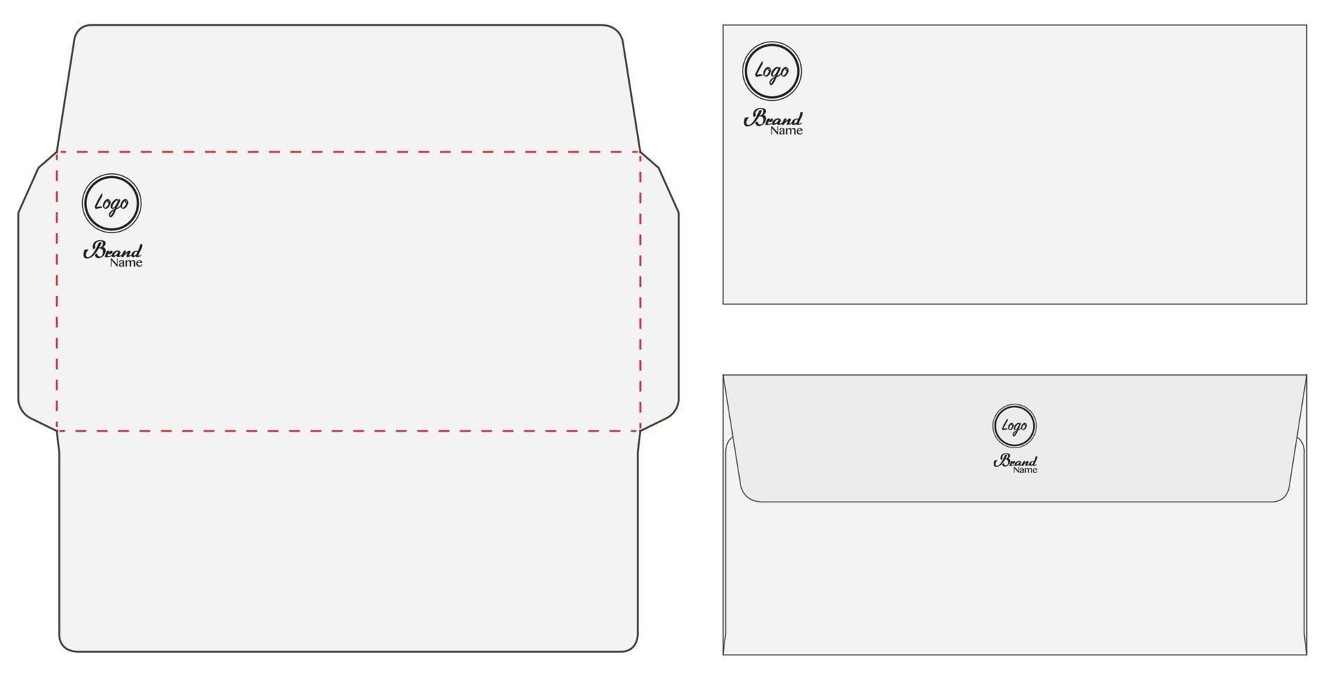 Envelope die cut mock up template vector