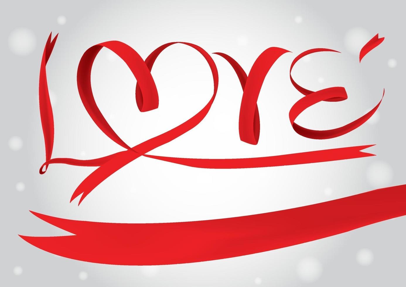 red ribbon love wording vector