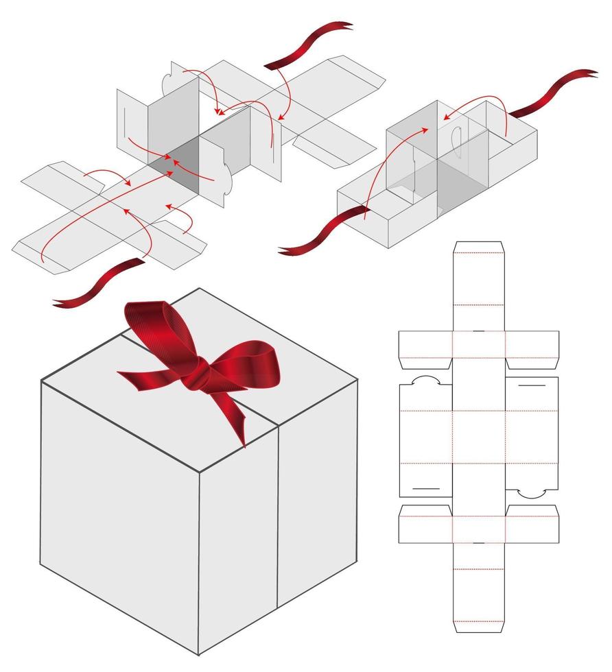 diseño de plantilla troquelada de embalaje de caja. Maqueta 3d vector