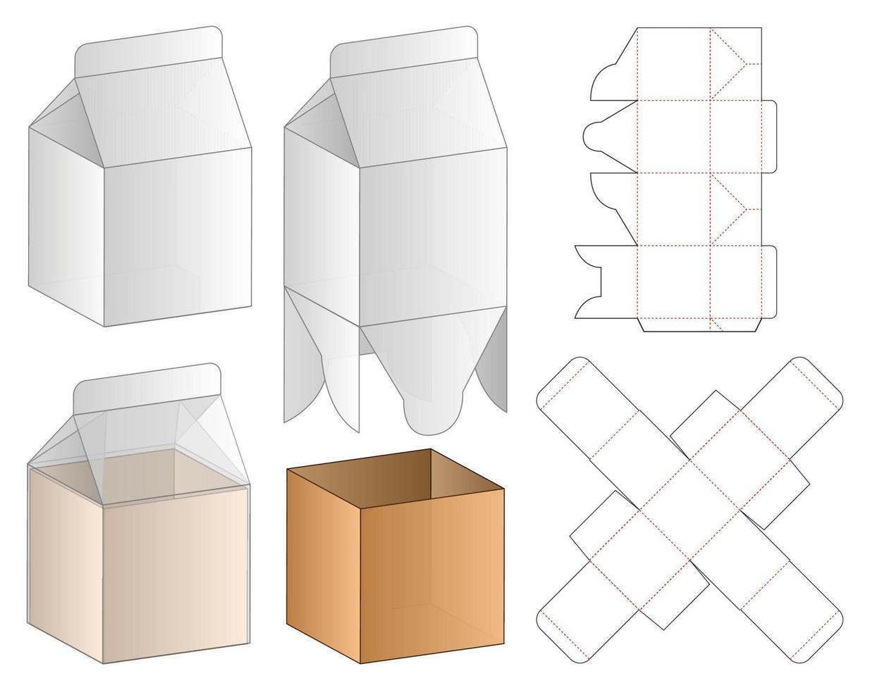 Box packaging die cut template design. 3d mock-up vector