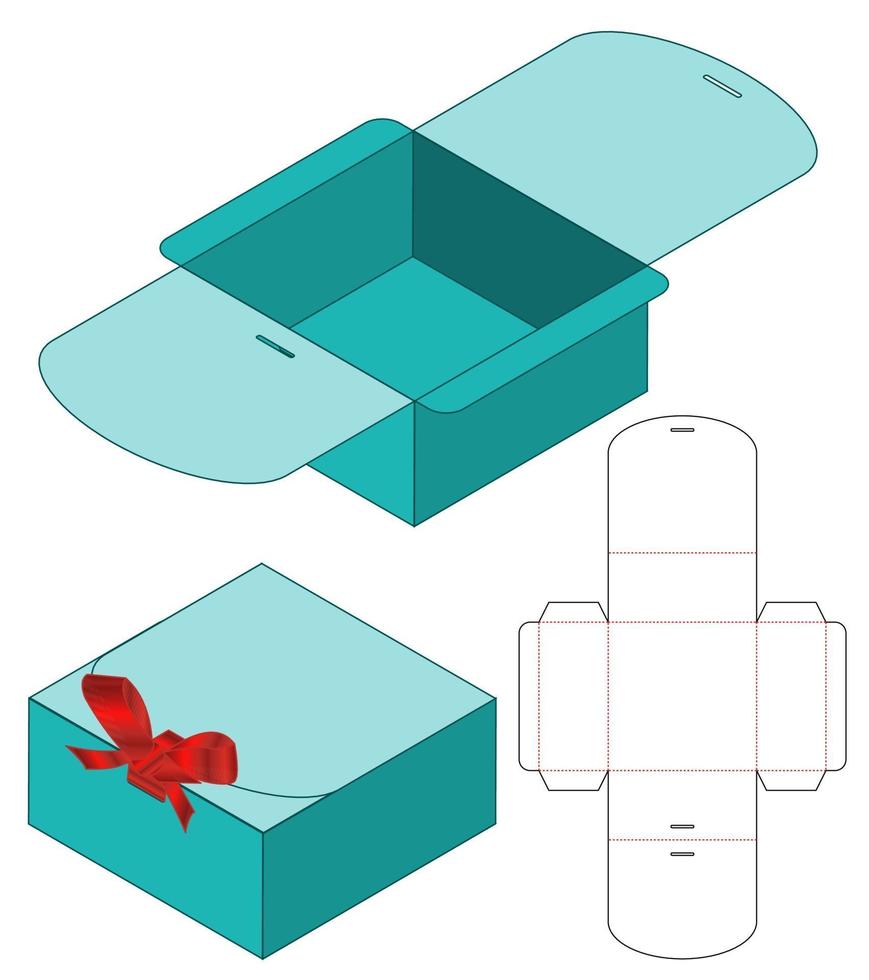 diseño de plantilla troquelada de embalaje de caja. Maqueta 3d vector