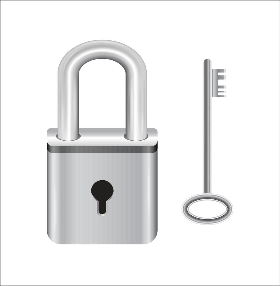 steel master key lock and steel key vector