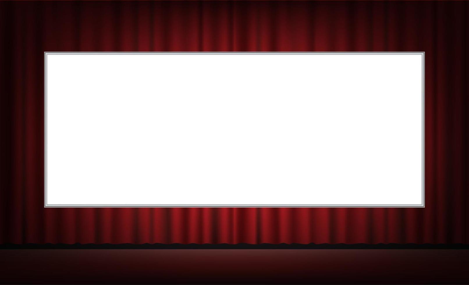 white movie screen with red curtain background vector