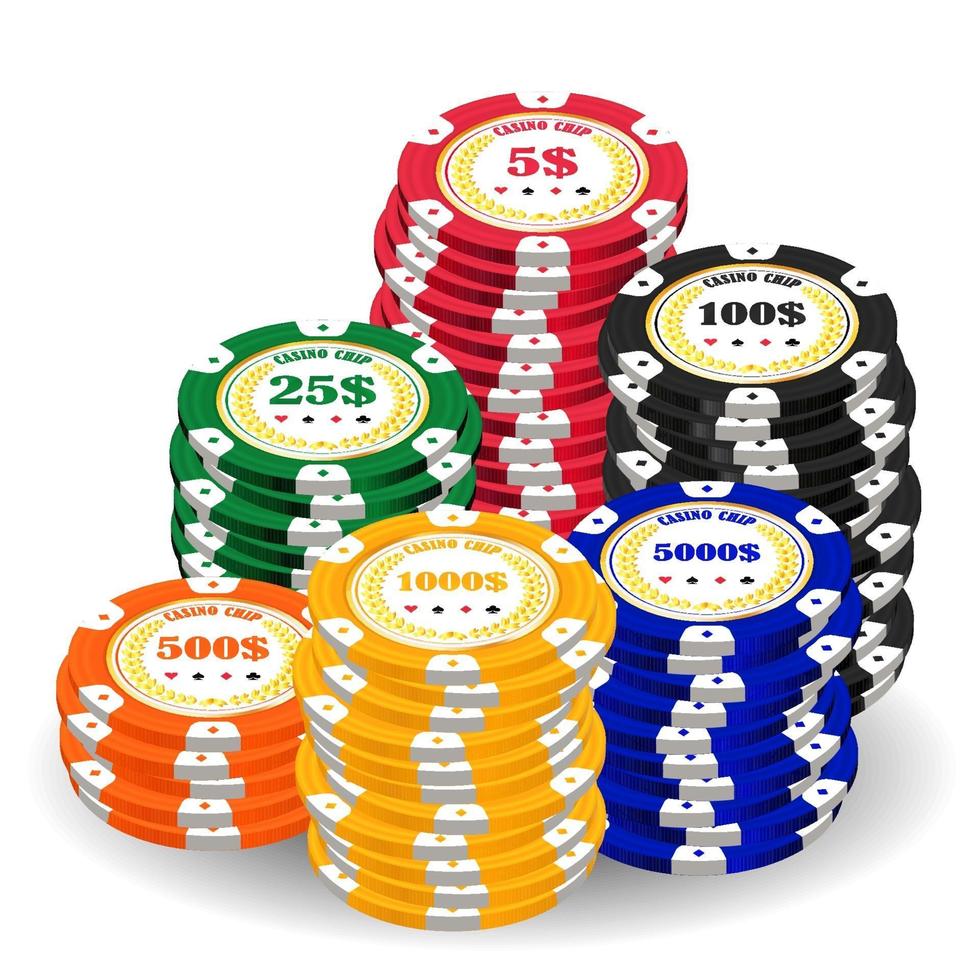 pile of a real colorful casino chips vector