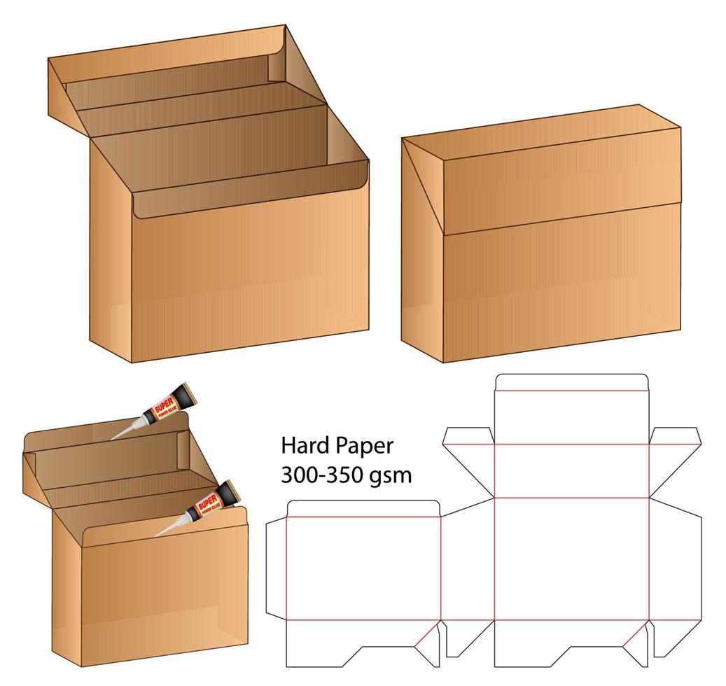 Box packaging die cut template design. 3d mock-up vector